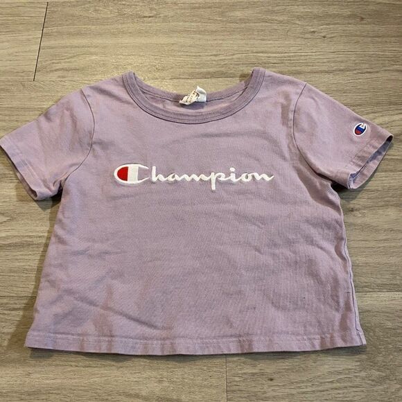 Champion heritage athletic apparel purple cropped short sleeve shirt size XS - Picture 1 of 6